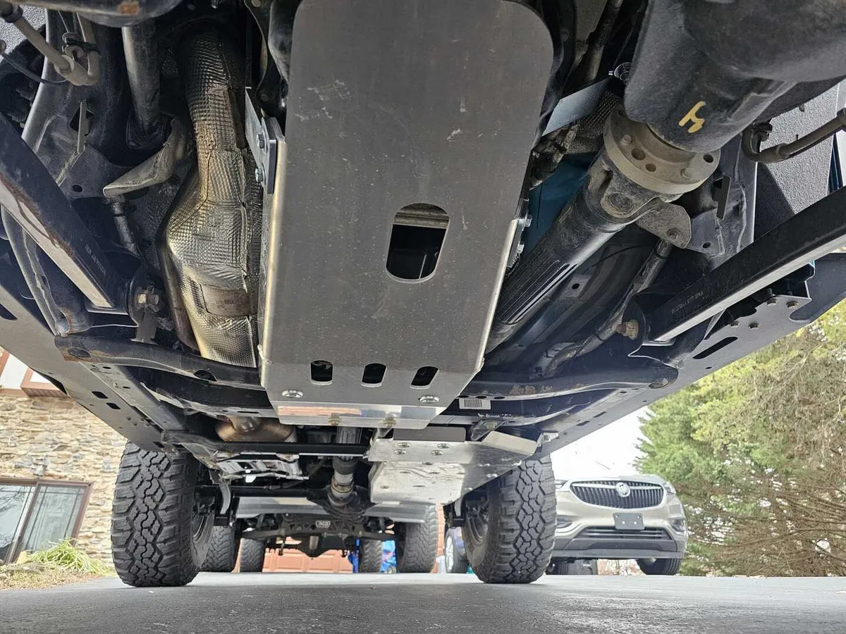 ASFIR skid plates under an off-road truck
